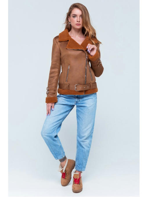 Дубленка авиатор коричневая