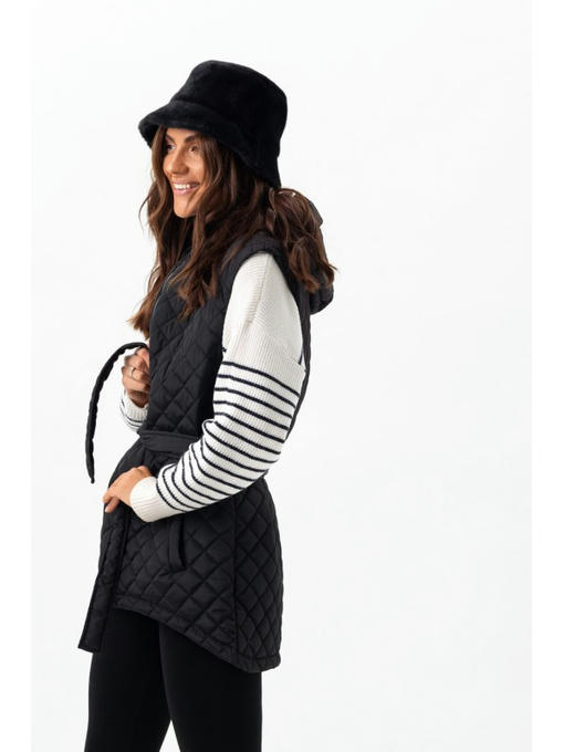 Стеганая жилетка с капюшоном черная — изображение 6