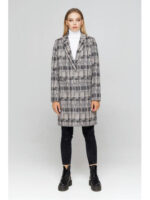 Демисезонное пальто черно-серое