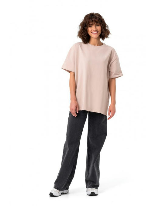 Базовая оверсайз футболка бежевая — изображение 4