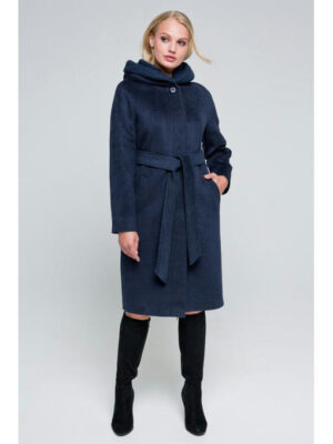 Утепленное пальто синее