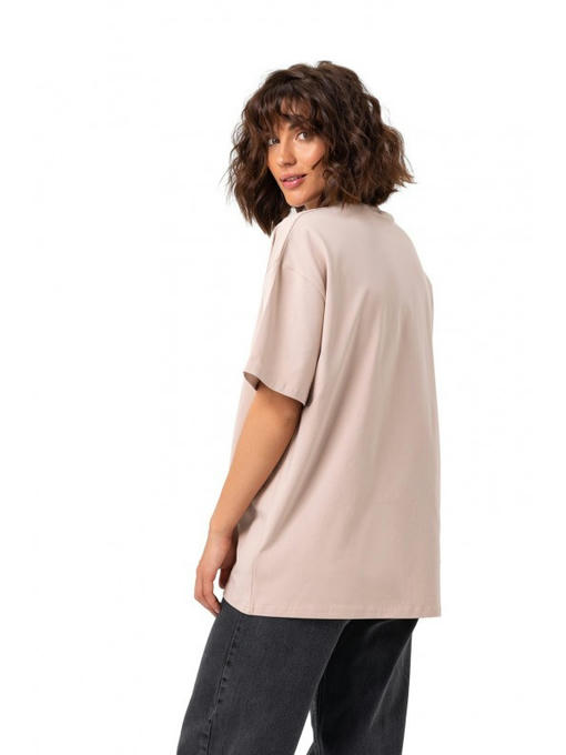 Базовая оверсайз футболка бежевая — изображение 7