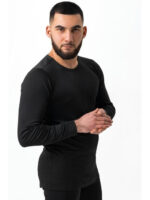 Мужское термобелье микродайвинг черное (комплект кофта и лосины)