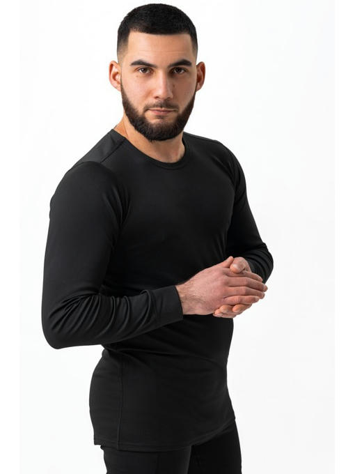 Мужское термобелье микродайвинг черное (комплект кофта и лосины)