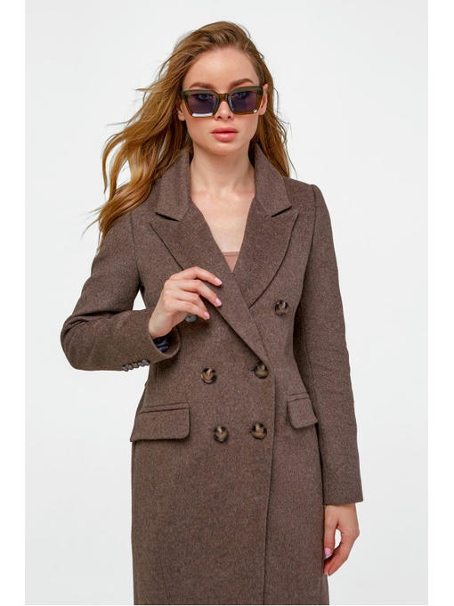 Двубортное пальто капучино — изображение 3