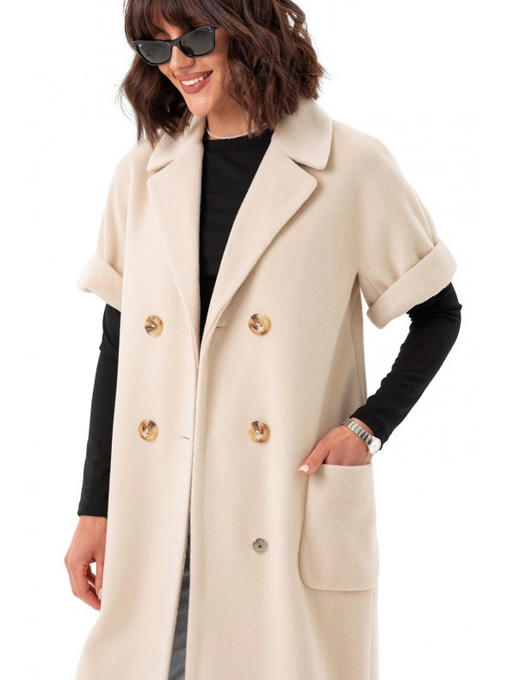 Двубортная жилетка с накладными карманами бежевая — изображение 4