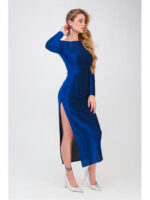 Обтягивающее платье с разрезом электрик