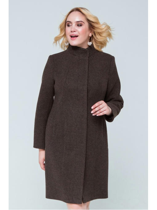 Пальто прямого силуэта коричневое — изображение 3