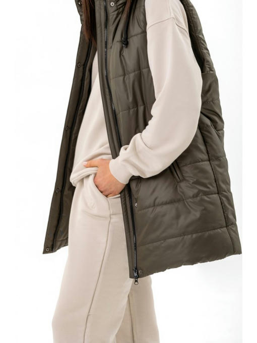 Удлиненная жилетка хаки — изображение 5