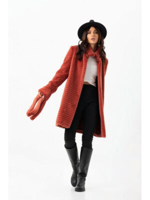 Шуба с утеплением терракот