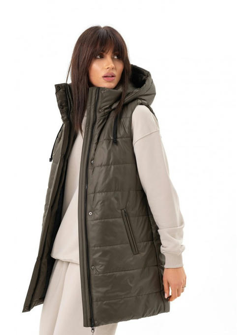 Удлиненная жилетка хаки — изображение 4