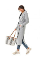 Кашемировое пальто с разрезами серое