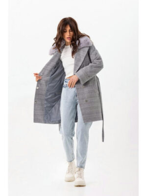 Стильное зимнее пальто серое