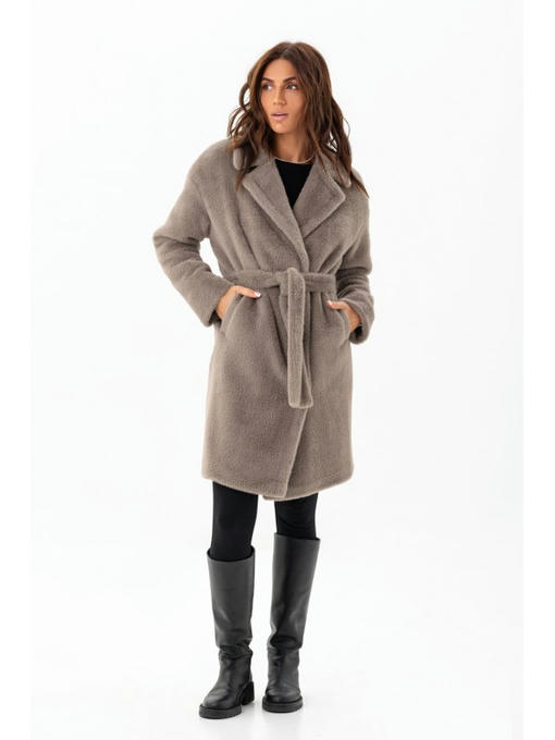 Утепленная шуба из эко альпаки капучино — изображение 5