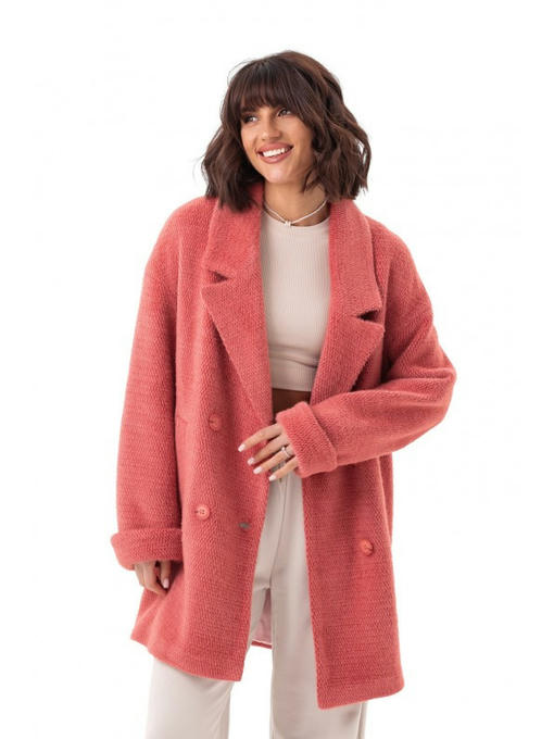 Двубортное пальто соты коралл — изображение 2