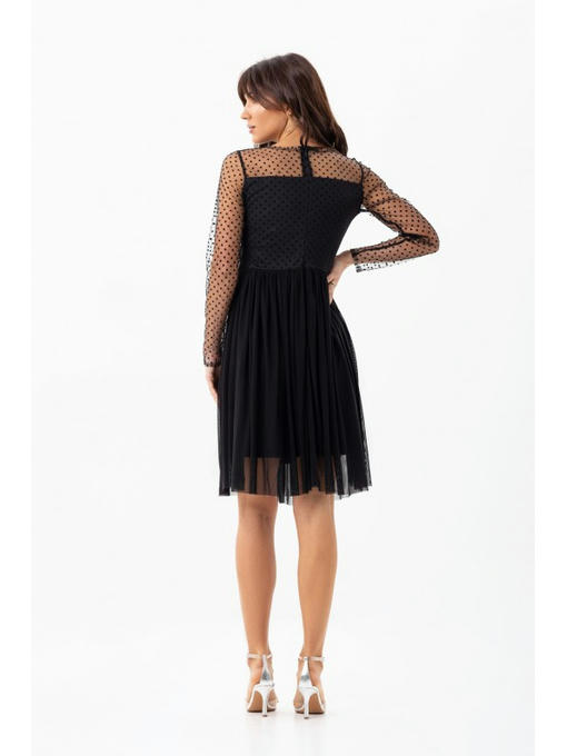 Платье с прозрачными рукавами черное — изображение 5