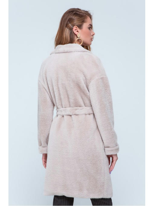 Шуба из эко альпаки бежевая — изображение 4