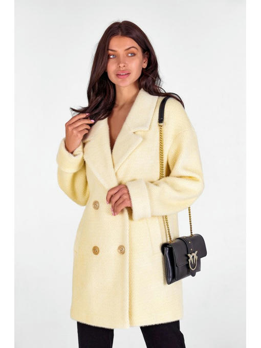 Двубортное пальто соты ваниль — изображение 3