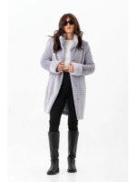 Шуба с утеплением серая