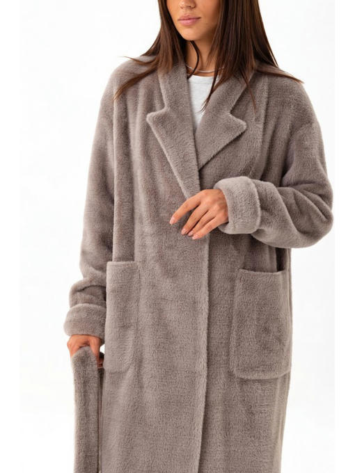 Утепленное пальто из экоальпаки капучино — изображение 6