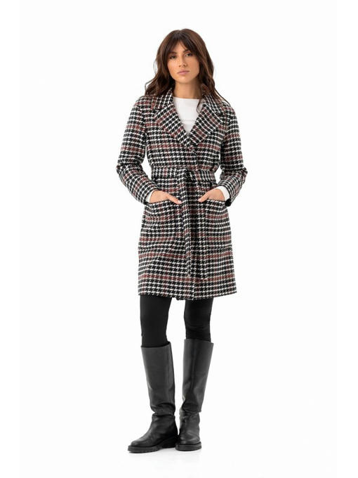 Пальто с накладными карманами красно-черное — изображение 4