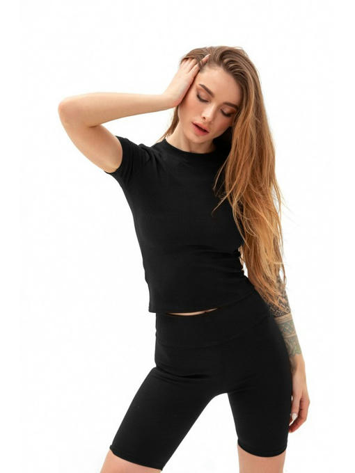 Футболка в рубчик черная — изображение 5