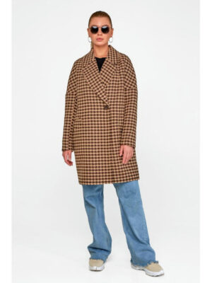 Пальто оверсайз коричневые звезды