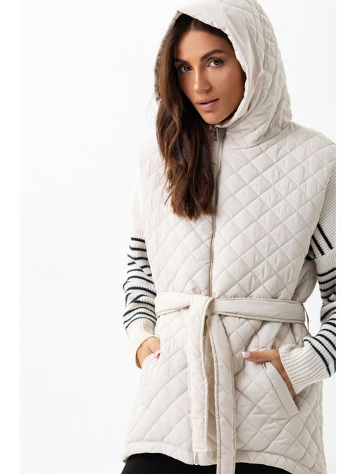 Стеганая жилетка с капюшоном молоко — изображение 3