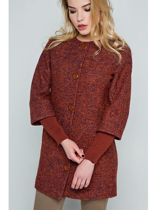 Пальто с шарфом терракот — изображение 3