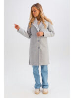 Весеннее пальто с разрезами голубое