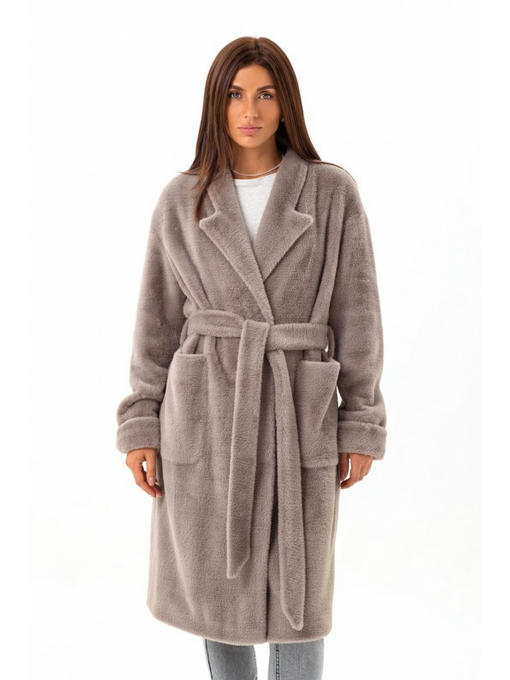 Утепленное пальто из экоальпаки капучино — изображение 2