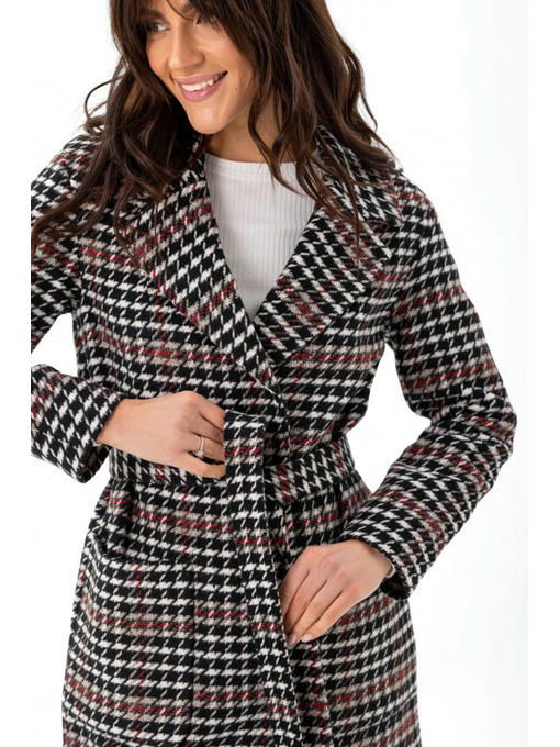 Пальто с накладными карманами красно-черное — изображение 6