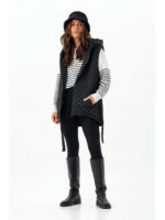 Стеганая жилетка с капюшоном черная