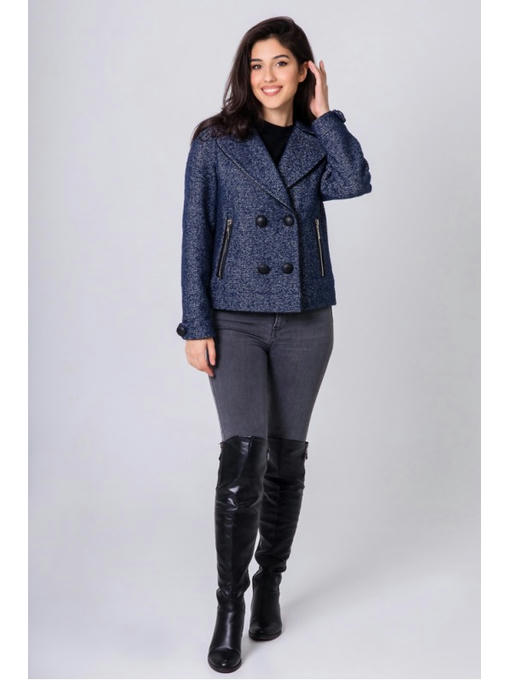 Пиджак из твида синий