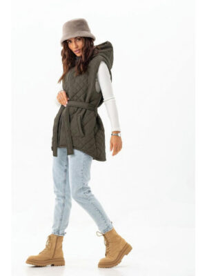 Стеганая жилетка с капюшоном хаки
