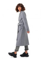 Пальто из ворсовой ткани серое