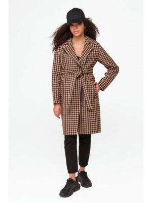 Пальто на молнии коричнево-бежевое