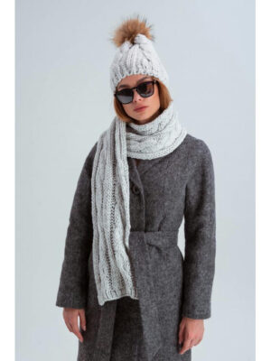 Шапка с шарфом-снудом серая
