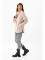 Короткое пальто из альпаки бежевое