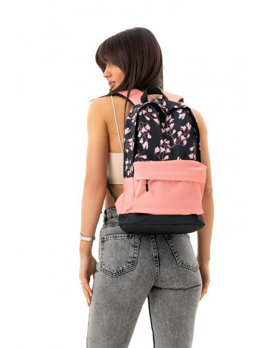 Городской рюкзак с принтом розовое на черном — изображение 8