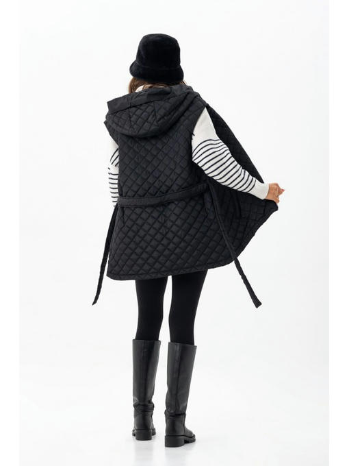 Стеганая жилетка с капюшоном черная — изображение 7