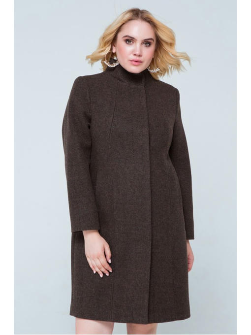Пальто прямого силуэта коричневое — изображение 2