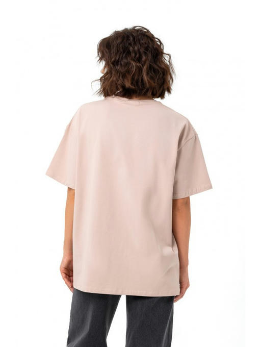 Базовая оверсайз футболка бежевая — изображение 8