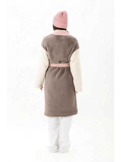 Дизайнерское пальто из экоальпаки розовое — изображение 9