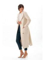 Кашемировое пальто с разрезами молоко