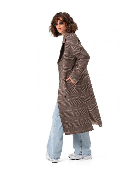 Пальто в клеточку кофе — изображение 7