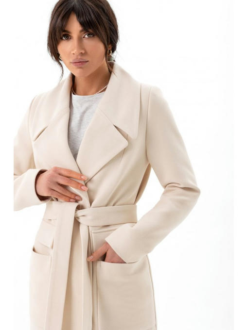 Кашемировое пальто с разрезами молоко — изображение 6