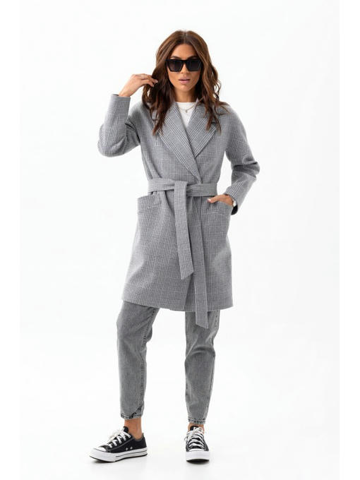 Утепленное пальто оверсайз серое — изображение 6