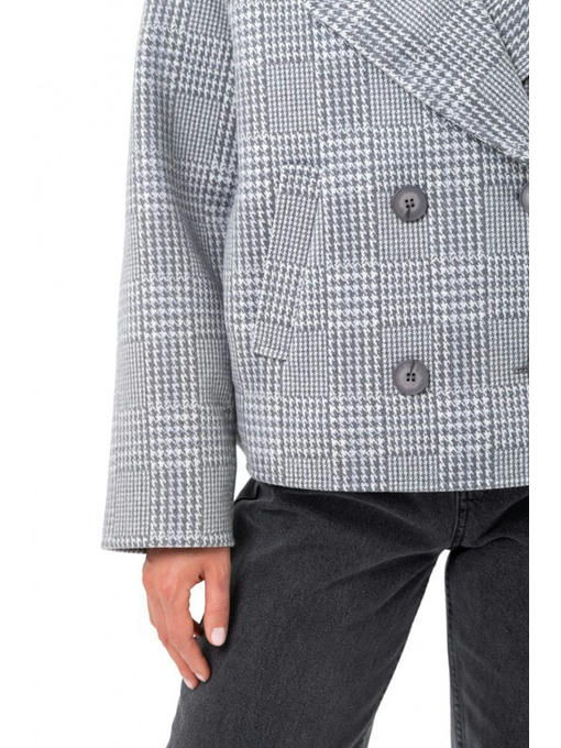 Короткое оверсайз пальто светло-серое - голубое — изображение 4