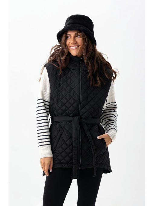 Стеганая жилетка с капюшоном черная — изображение 3
